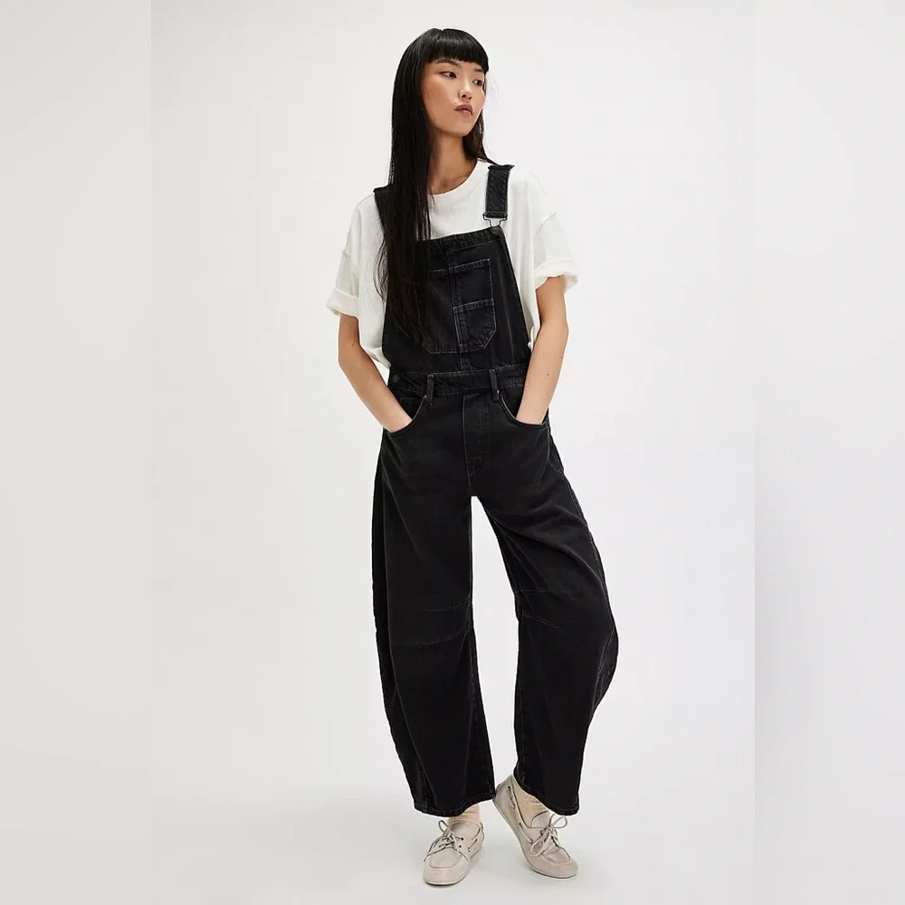 Free People Good Luck Barrel Overalls